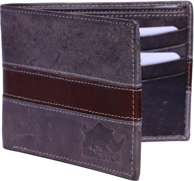 

RENOSTER Men Grey Genuine Leather Wallet(8 Card Slots)