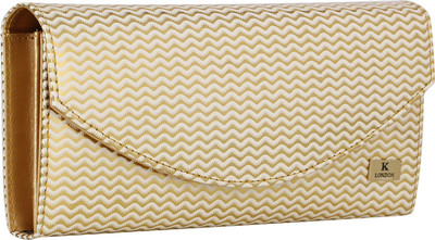 

K London Women Evening/Party Beige Artificial Leather Wallet(4 Card Slots), Golden