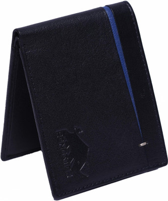 RENOSTER Men Casual Black Genuine Leather Wallet(8 Card Slots)