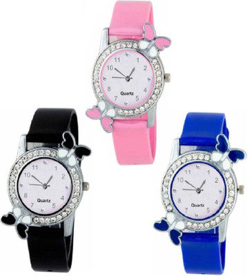 Rd ytR New Butterfly Colourful Diamond Combo Pack 3-Stylish|Kids Watches- ORO-RO14 Analog Watch - For Women