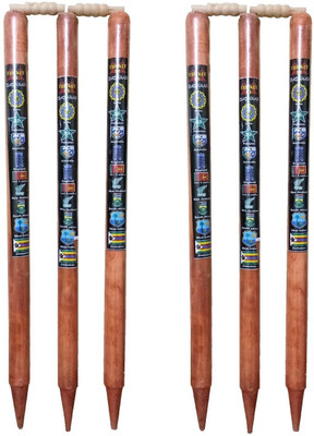

QUINERGYS ® Quality Assured Wooden Cricket Stumps with Bails set of 6(Brown)