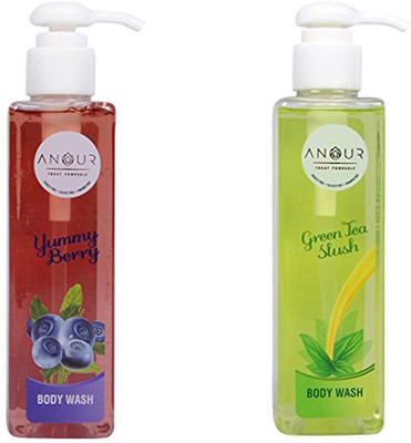 

Anour Green Tea Slush Body Wash & Yummy Berry Body Wash(200 ml, Pack of 2)