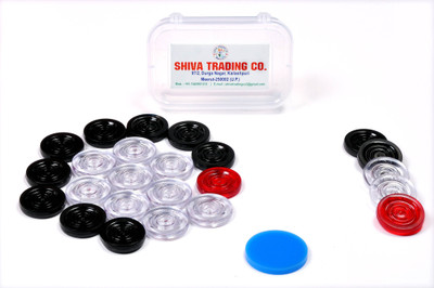STC Attractive PVC Carrom Coins with one Premium Striker Carrom Pawns(Pack of 25)