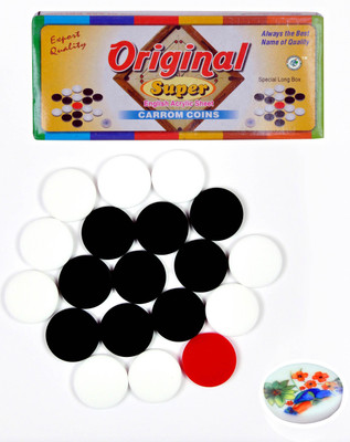 

STC 6MM Original Acrylic Carom Coins with Printed Striker Carrom Pawns(Pack of 20)