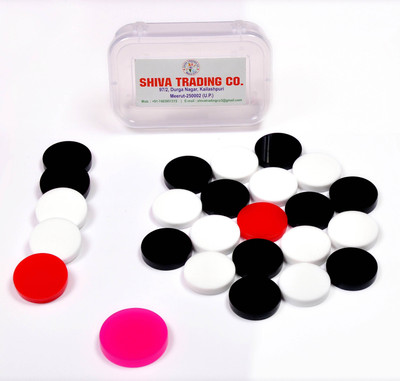 STC 6MM Acrylic Sheet Carrom/Carom Coins and Striker set (Pack Of 25) (Solid) Carrom Pawns(Pack of 25)
