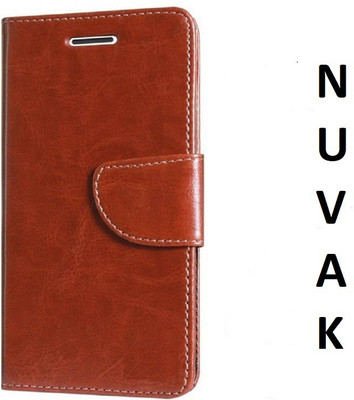 Nuvak Flip Cover for Lava Z61(Brown, Dual Protection)