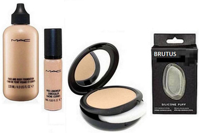 

BRUTUS Silicon Puff,Mac Face & Body Foundation,Prolongwear Concealer & Studio Compact(Set of 4)