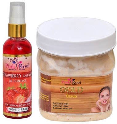

Pink Root Strawberry Face Wash 100ml WITH Gold Scrub 500ml(Set of 2)