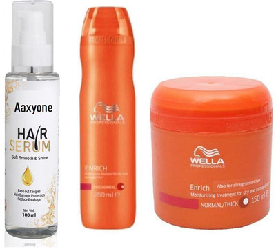 

Aaxyone Hair Serum & Wella Professionals Professional Enrich Shampoo & Mask(Set of 3)