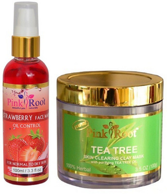

Pink Root Strawberry Face Wash 100ml WITH Tea Tree Mask 100gm(Set of 2)