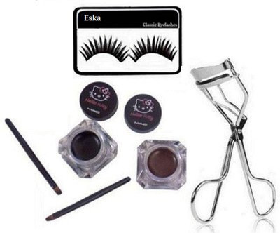 

Eska Eyelashes With Mac Hello Kitty Gel Eyeliner 2 shades & Eyelashes Curler(Set of 3)