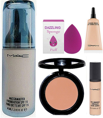 

DAZZLING Sponge Puff & Mac MAtchmaster Foundation & Cpmpact & Select Cover-Up & Pro Longwear Concealer(Set of 5)