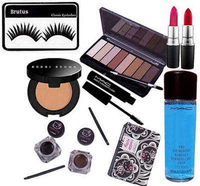 

BRUTUS Eyelashes, Mac Hello Kitty Two Eyeliner, Mascara, Lipstick 2, Eye Makeup Remover, Bobbi Brown Concealer, Eyeshadow palette(Set of 8)