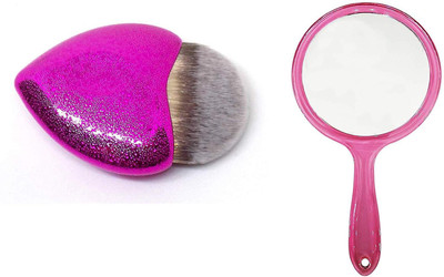 

EKAN Combo of Foundation Makeup Brush, Parlor Makeup Brush with Hand Mirror for Home Use and Parlor Use, Pink, 40 Grams, Pack of 1(Set of 2)