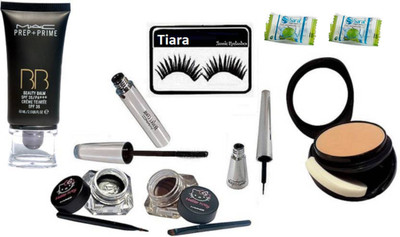 

tiara Eyelashes, Two way Compact, Hello Kitty Two Eyeliner, Brooke Candy Eyeliner & Mascara, Prep+Prime BB BEauty Balm Cream Foundation , Magic Napkin(Set of 8)