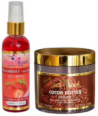 

Pink Root Strawberry Face Wash 100ml WITH Cocoa Butter Scrub 100gm(Set of 2)