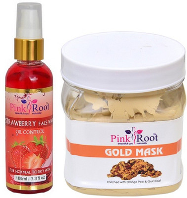 

Pink Root Strawberry Face Wash 100ml WITH Gold Mask 500ml(Set of 2)