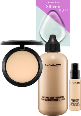 

power point Slicon Puff&Mac Studio Fix Compact&Mac Face&Body Foundation&Mac Pro Long Wear Concealer(Set of 4)