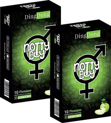 NottyBoy Green Apple Flavour DingDong Condom(Set of 2, 20S)