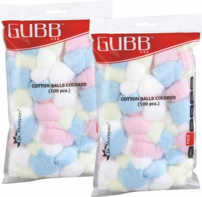 

GUBB USA Cotton Balls Colored 100 Pieces Pack of 2 (100 x 2) For Makeup & Face Cleansing(100 Units)
