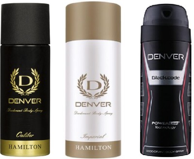 

Denver caliber & imperial & black code combo set of 3 Deodorant Spray - For Men(480 ml, Pack of 3)