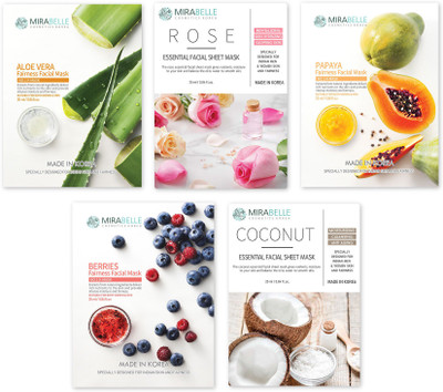 

MIRABELLE KOREA DRY SKIN FACE SHEET MASK COMBO PACK OF 5(25 ml)
