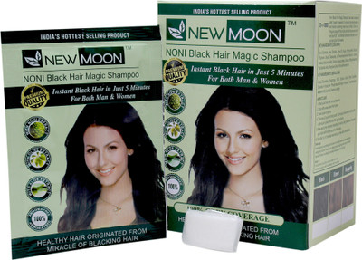 

New Moon Noni (Pack of 5 Pieces 30 ml) Black Herbal Shampoo Based Hair Color(Black)