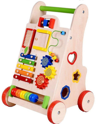 

Happy GiftMart Push Along Wooden Walker for Baby with Multiple Learning Activity - Multi Color(Multicolor)