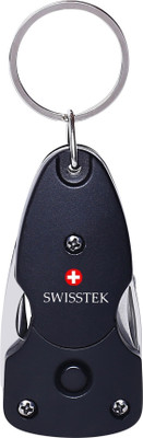 

Swisstek Multi Tool Key Chain with Torch 6 Multi-utility Knife(Black)