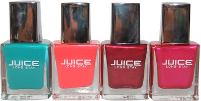 

Juice 4 Piece Nail Paint Combo Arctic Blue, Peach, Merlot, Hot Pink(Pack of 4)