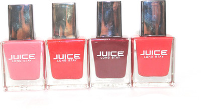 

Juice Combo of 4 Piece Nail Polish Coral Pink, Hot Red, Merlot, Red(Pack of 4)