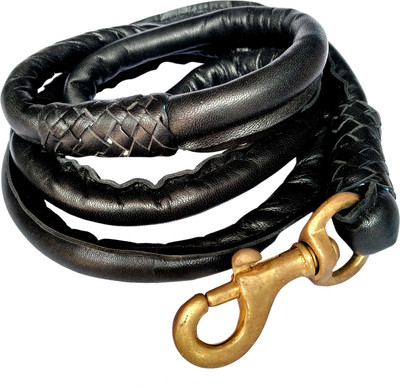 

SAWAY Guanine High Quality Leather Dog Rope Dog Harness & Leash(, Black