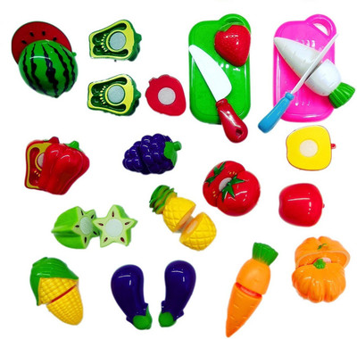 

The Viyu Box Realistic Sliceable Fruits and Vegetables Cutting Play Kitchen Set Toy (18 pcs Set) with Various Fruits,Vegetables,Knives and Cutting Boards for Kids,Multi Color.