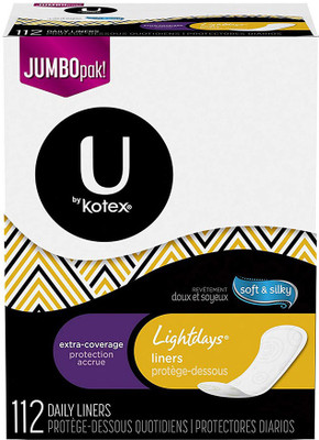 

Kotex Lightdays Liners, Extra Coverage, Unscented, 112 Count Pantyliner(Pack of 112)