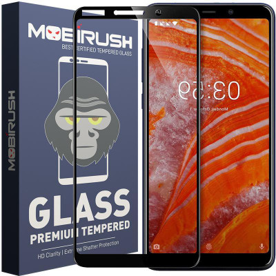 MOBIRUSH Edge To Edge Tempered Glass for Nokia 3.1 Plus(Pack of 1)