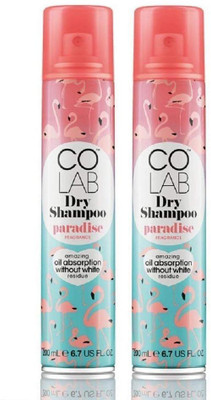 

Colab Dry Shampoo Paradise Fragrance with Amazing Oil Absorption without White Residue 200ml Pack Of 2(400 ml)