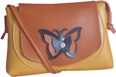 Hims Women Casual Brown, Tan PU Sling Bag