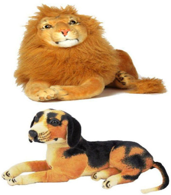 

APNA KANHA Soft Toys Combo Multicolour Dog and Wild Lion -2 Pieces - 30 cm(Multicolor)