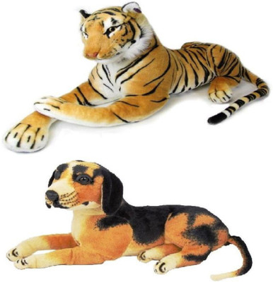 

APNA KANHA Soft Toys Combo Multicolour Dog and Yellow Tiger - 14 cm(Multicolor)