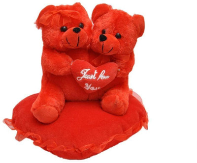 

Skull-I Soft Toy Cute "Couple "Teddy Bear on Heart Pillow Someone Special Lovely Colour for Birthday Gift/Valentine Day Gift/for Kids Birthday/ (22cm) (Red) - 22 cm(Red)