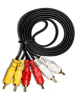 

CAPSLOCK TV-out Cable 3RCA Male to 3RCA Male Audio Video Cable 1 Meter Compatible for TV, LCD, LED, DTH, DVD, VCR (1PCS)(Black, For TV, 1)