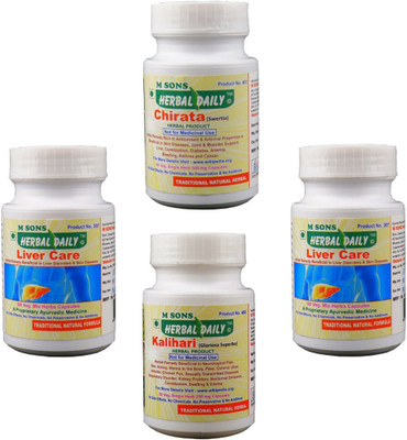 

M SONS Herbal daily Liver Cirrhosis & Liver Cancer Pack ( 2 Liver Care+ 1 Chirata+ 1 Kalihari)(1750 mg)