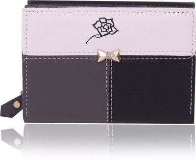 

Quickk Women Black Artificial Leather Wrist Wallet(6 Card Slots), Black/grey