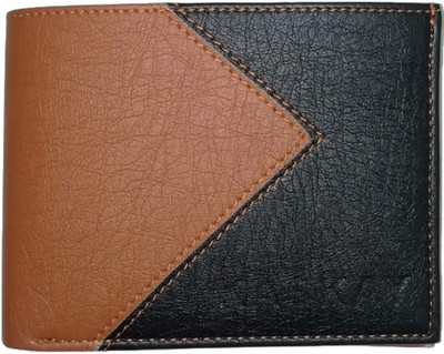 

KASKAY Men Tan Artificial Leather Wallet(4 Card Slots), Tan & blue