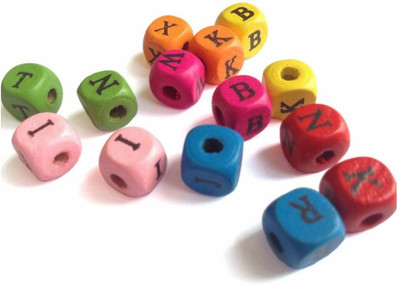 

Aumni Crafts Wooden Beads A to Z Letters 10mm Cube Mixed Colors (Pack of 4 sets, A to Z - All 26 letters/set)