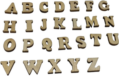 

Aumni Crafts Alphabet Wooden Embellishment Patches Without Holes Mixed Letter 14x7x3mm Letter Brown (Pack of 50 grams, 175 letters)