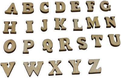 

Aumni Crafts Alphabet Wooden Embellishment Patches Without Holes A to Z Letters 14x7x3mm Letter Brown (Pack of 4 sets, A to Z - All 26 letters/set)