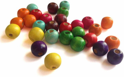 

Aumni Crafts Jewellery Making Craft Wooden Beads 14x13mm Round Mixed Colors (Pack of 150 grams, 186 beads)