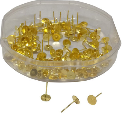 

Aumni Crafts Jewellery Making Earring Stud Flat Base 5mm Flat Round Gold Color (Pack of 50 grams, 450 pieces)