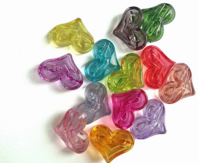 

Aumni Crafts Big Acrylic Beads 33x24x10mm Heart Mixed Colors (Pack of 50 pieces)
